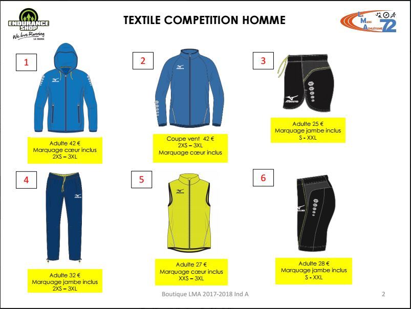 Textile Homme compétition