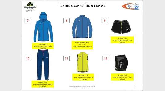 textile Femme compétition
